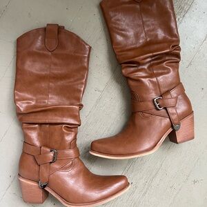 Brown Cowboy Boots / Calf High Boots